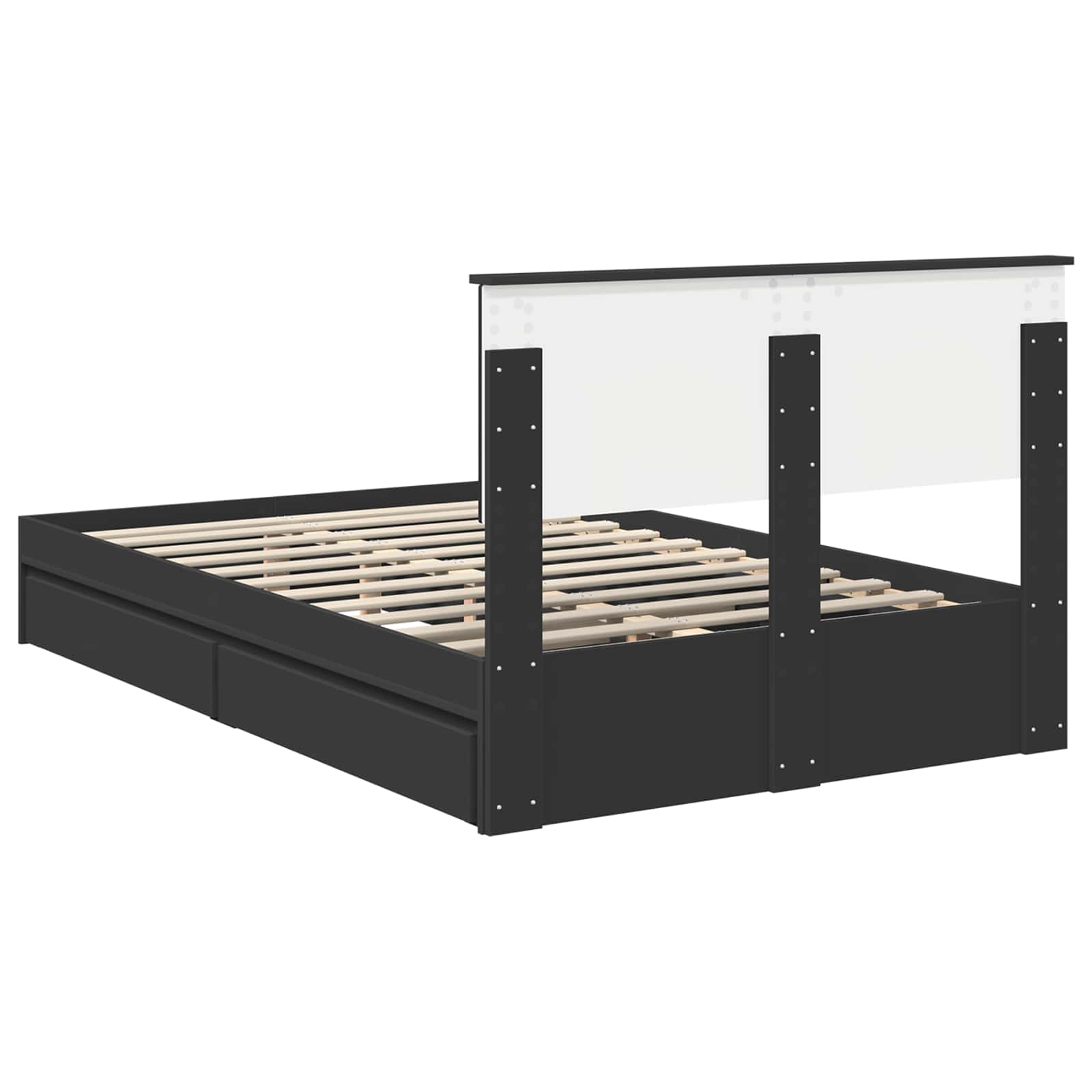 Seng med Oppbevaring Svart 135 x 190 cm Konstruert tre