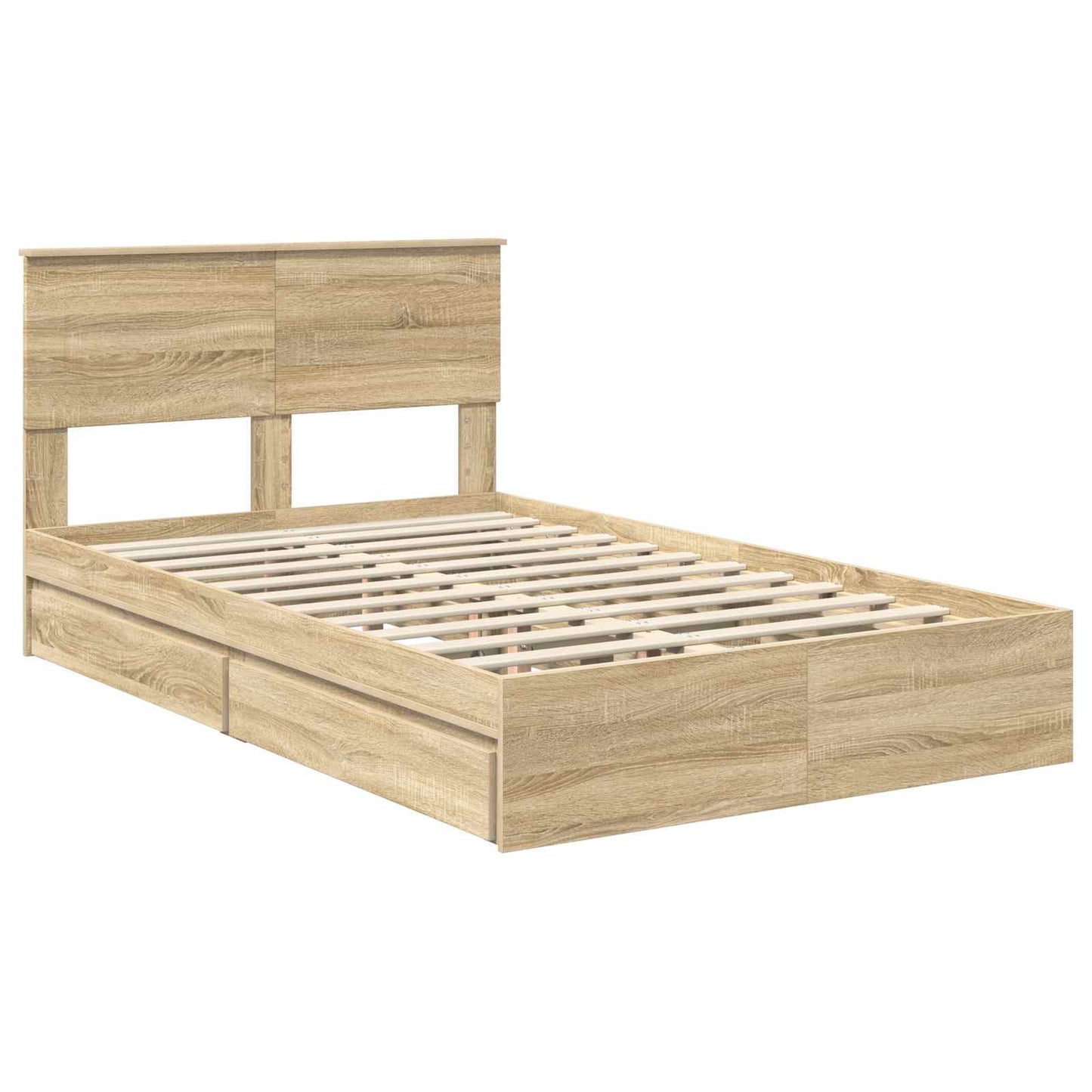 Seng med Oppbevaring Sonoma eik 135 x 190 cm Konstruert tre