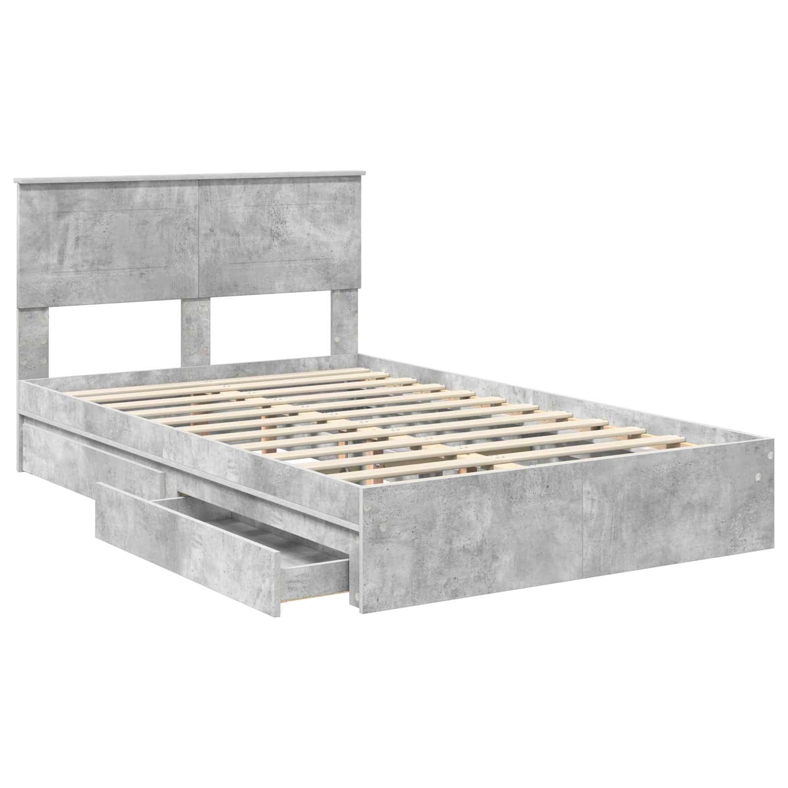 Sengestamme med skuff Betonggrå 135 x 190 cm Konstruert tre