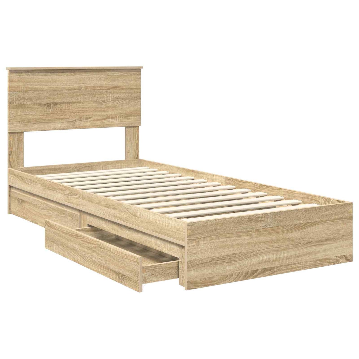 Seng med Oppbevaring Sonoma eik 100 x 200 cm Konstruert tre