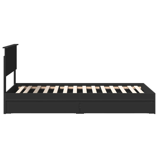 Seng med Oppbevaring med skuff Svart 90 x 190 cm Konstruert tre