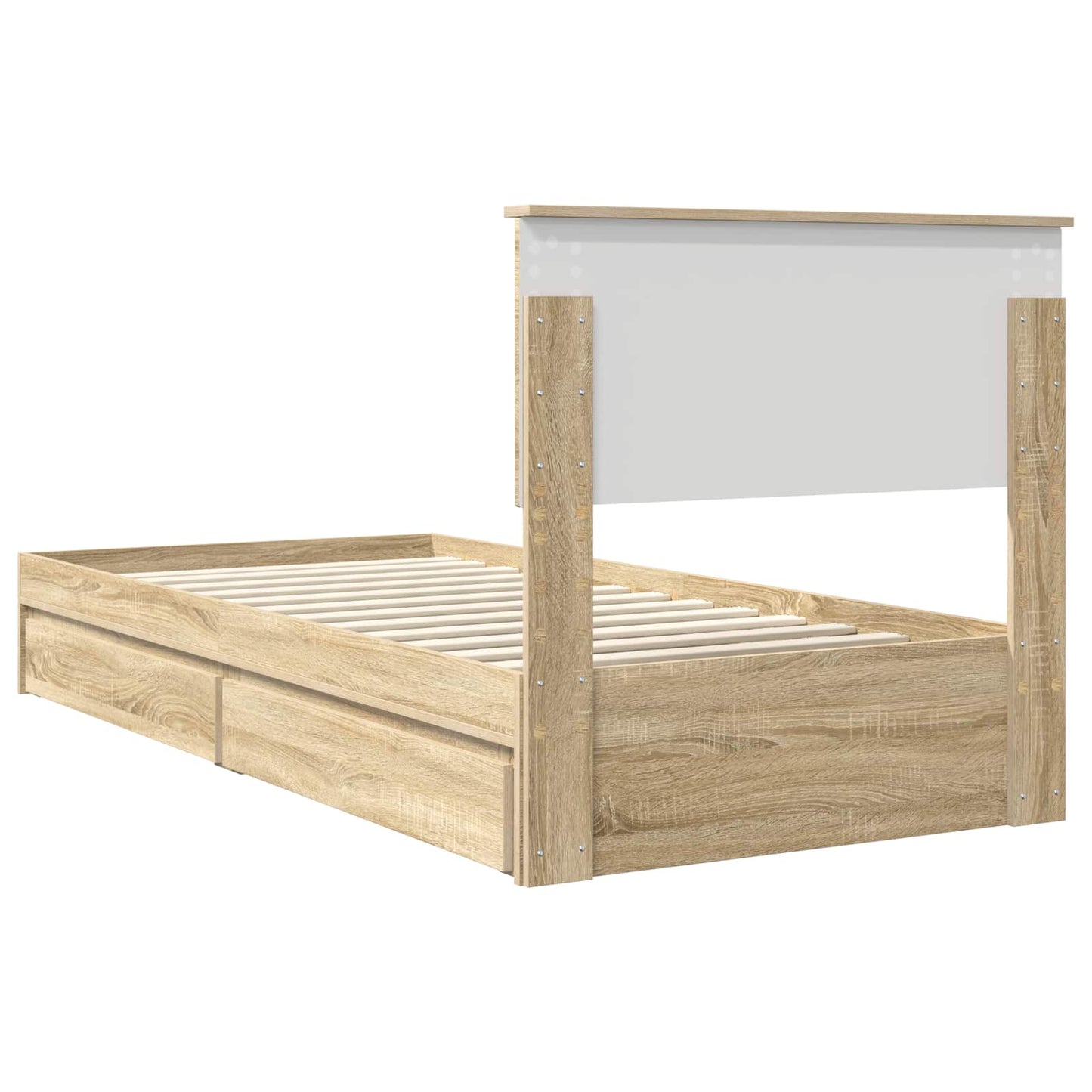 Seng med Oppbevaring Sonoma eik 75 x 190 cm Konstruert tre
