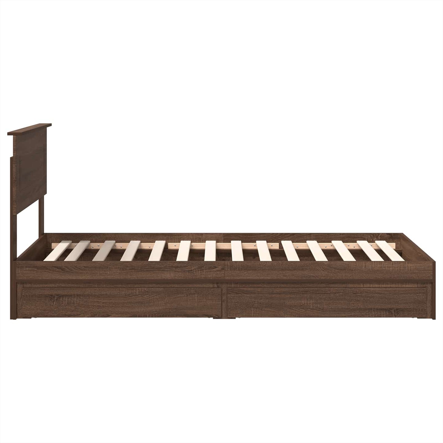 Seng med Oppbevaring Brun Eik 75 x 190 cm Konstruert tre