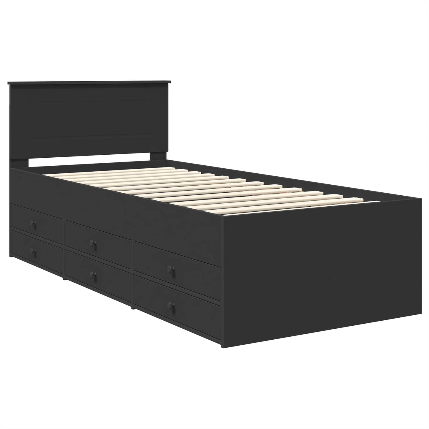 Seng med skuff med hodegjerde Svart 100 x 200 cm Konstruert tre
