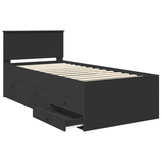Seng med skuff med hodegjerde Svart 90 x 200 cm Konstruert tre