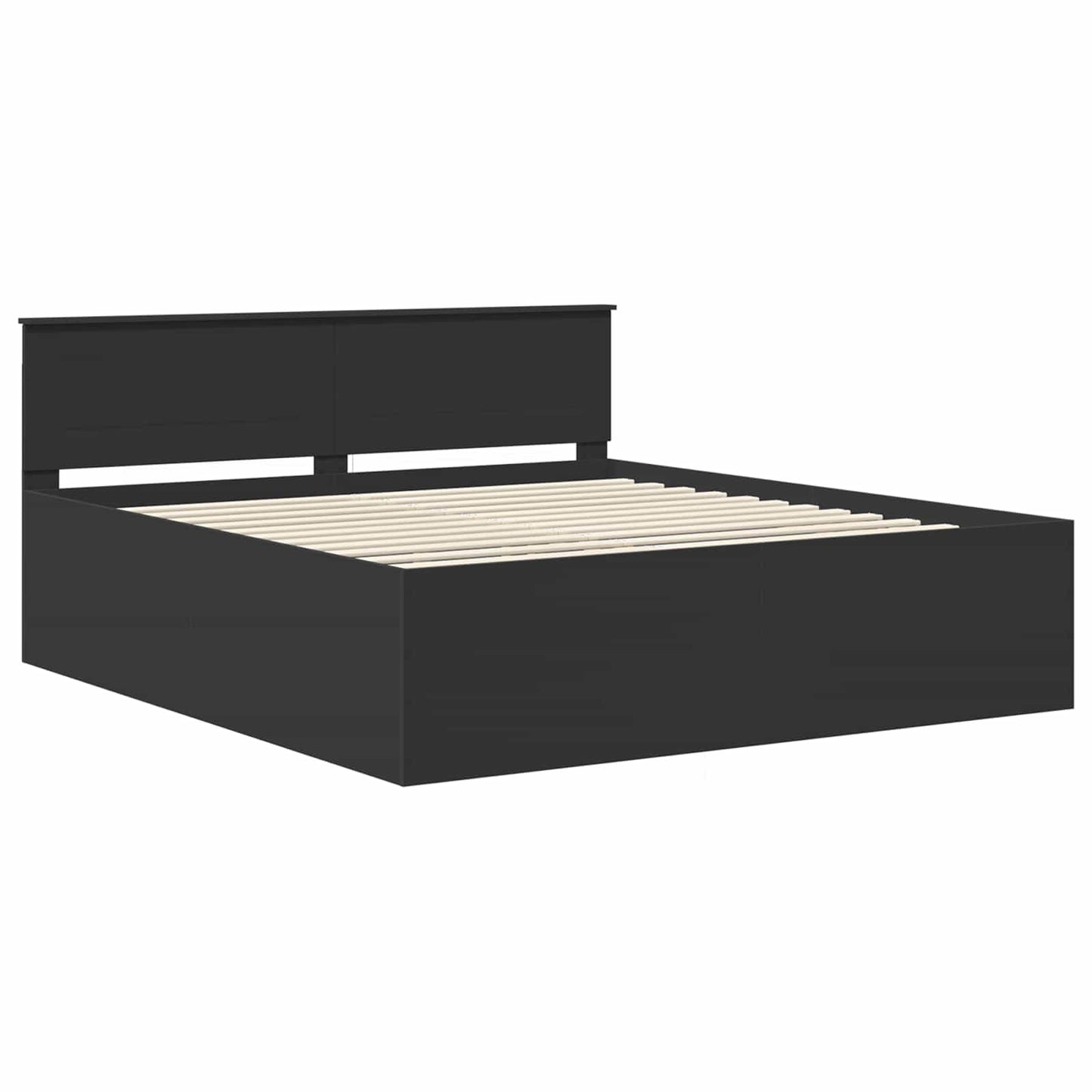 Sengestamme med hodegjerde Svart 200 x 200 cm Konstruert tre