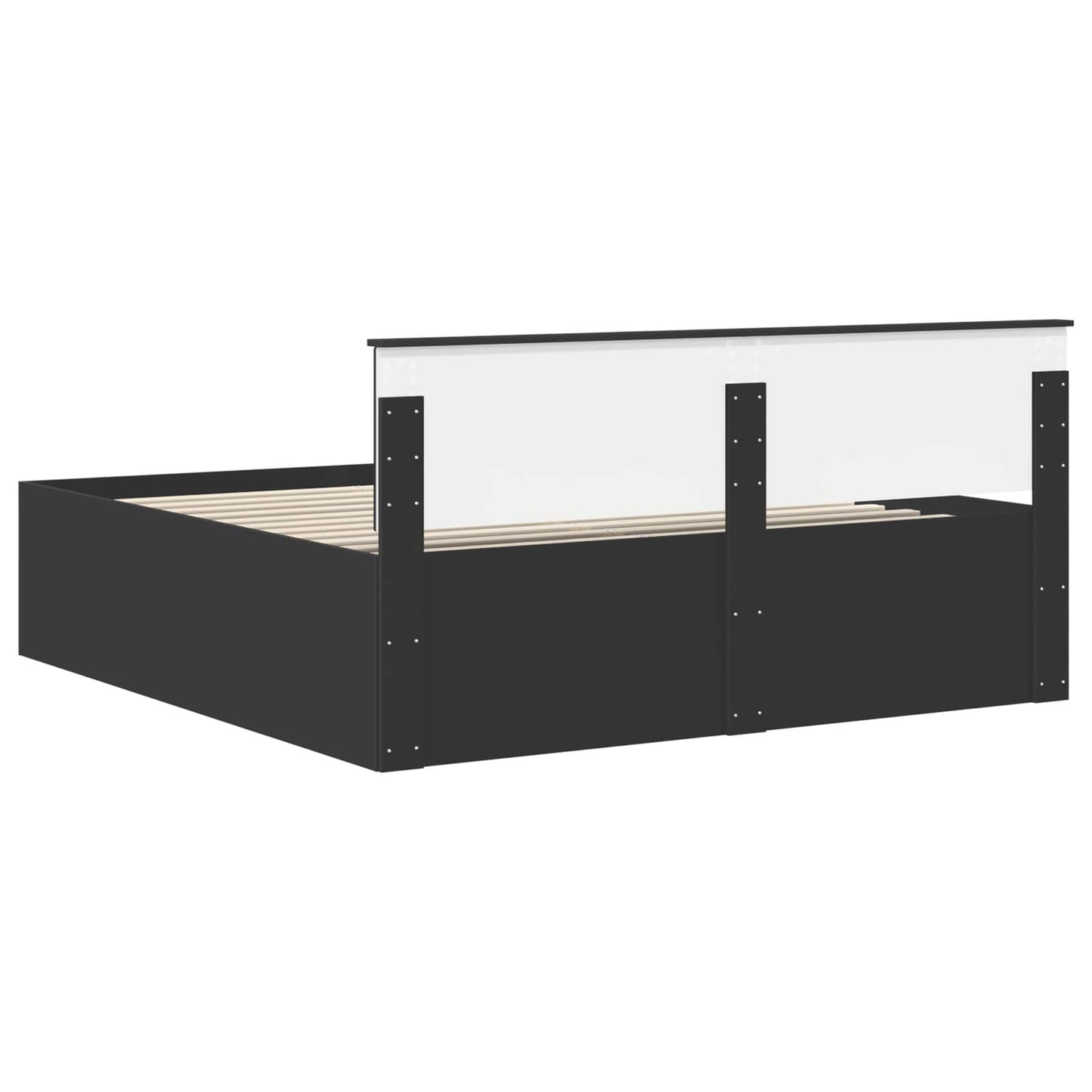 Sengestamme med hodegjerde Svart 200 x 200 cm Konstruert tre