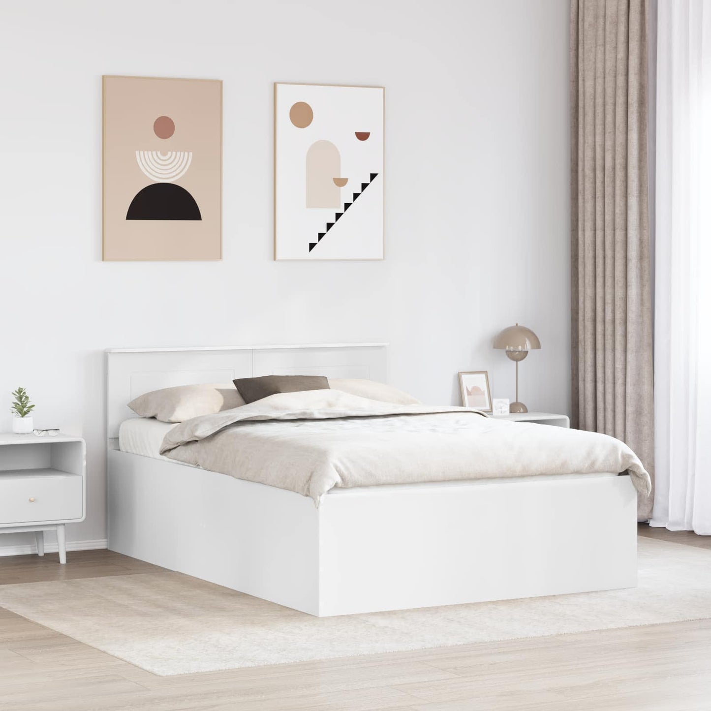 Sengestamme med hodegjerde Hvit 160 x 200 cm Konstruert tre