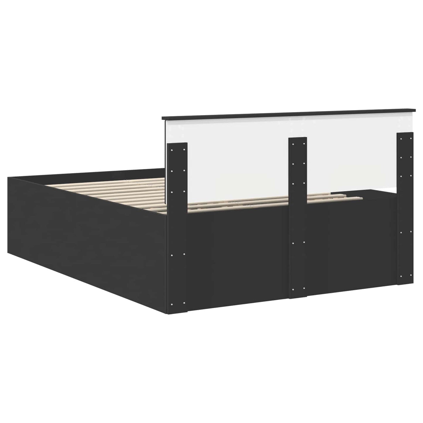 Sengestamme med hodegjerde Svart 150 x 200 cm Konstruert tre