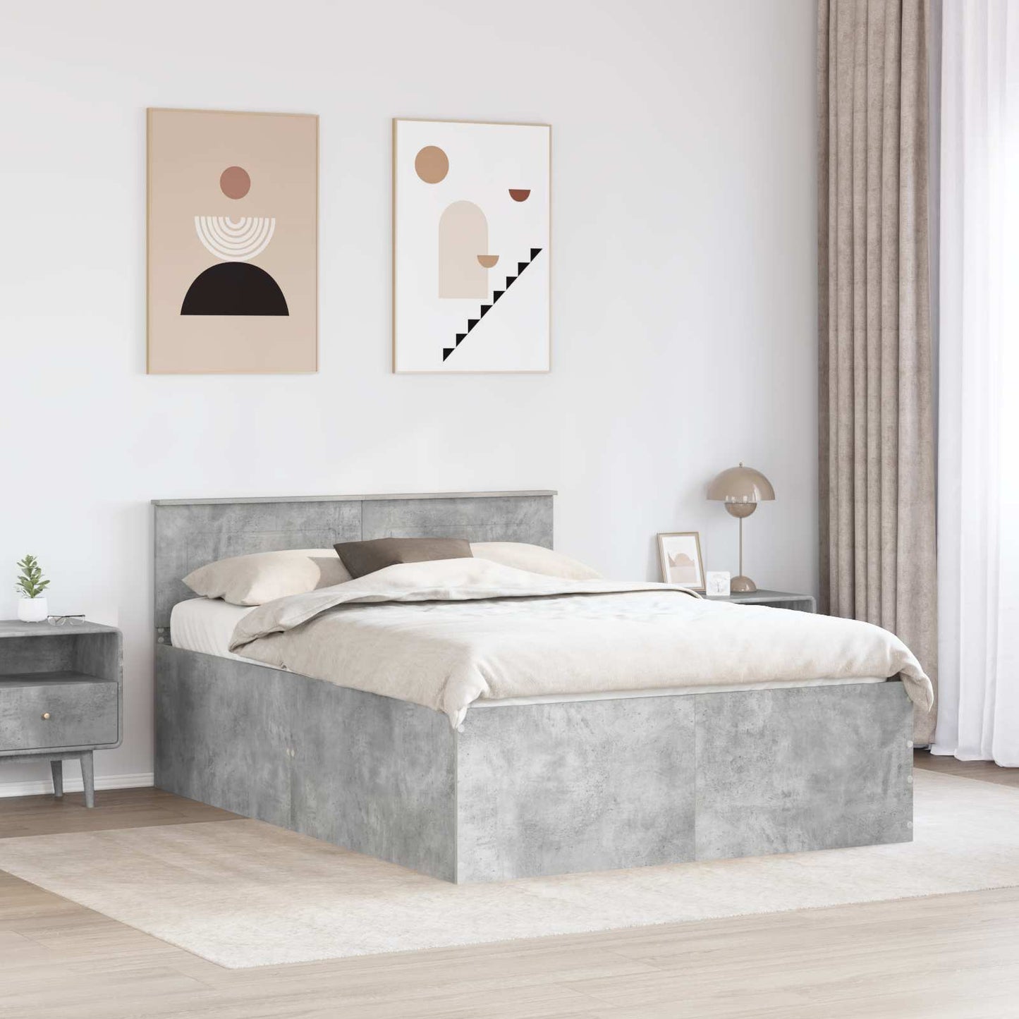 Sengestamme Betonggrå 150 x 200 cm Konstruert tre
