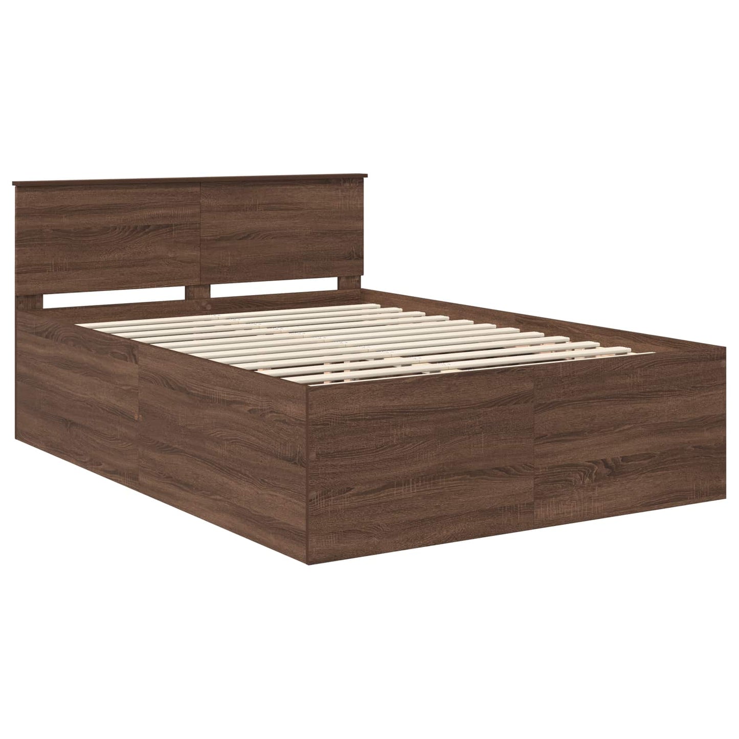 Sengestamme med hodegjerde Brun Eik 150 x 200 cm Konstruert tre