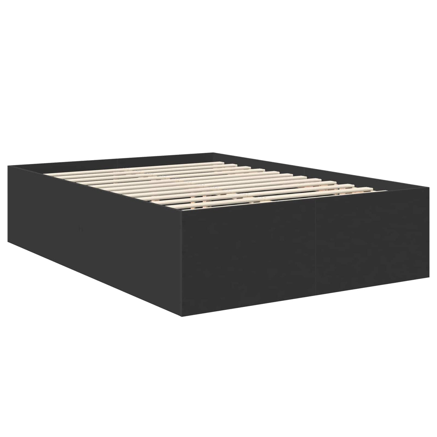Sengestamme med hodegjerde Svart 140 x 190 cm Konstruert tre