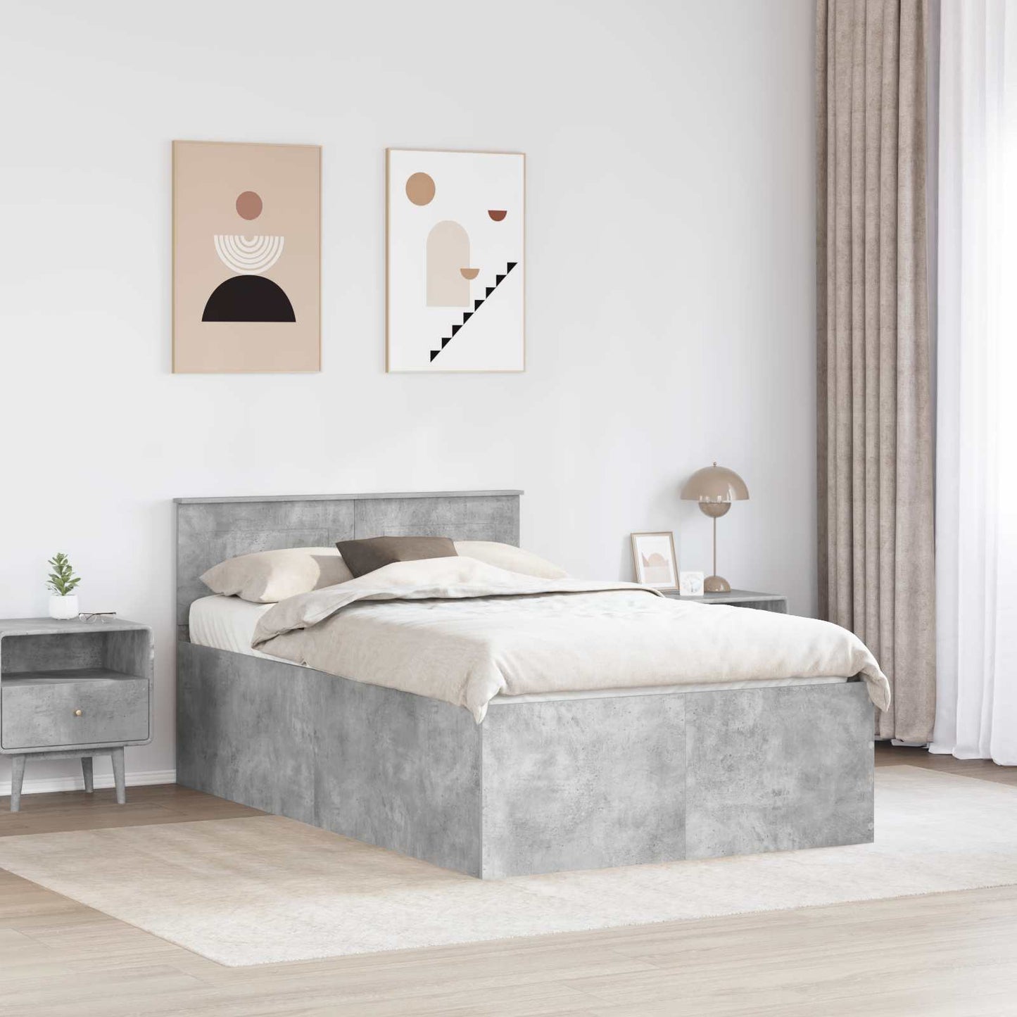 Sengestamme Betonggrå 120 x 190 cm Konstruert tre