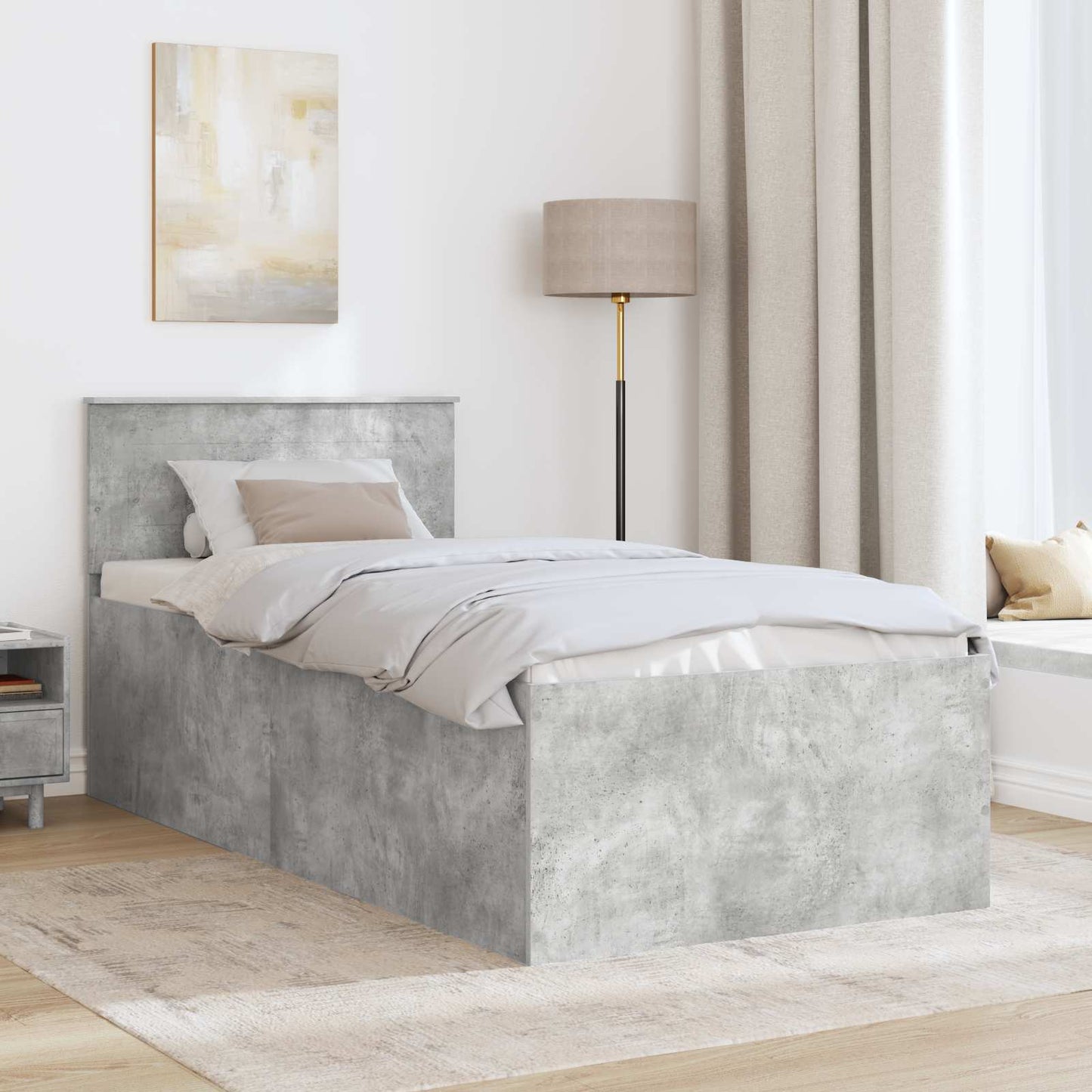 Sengestamme Betonggrå 120 x 200 cm Konstruert tre