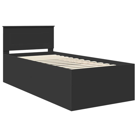 Sengestamme med hodegjerde Svart 90 x 190 cm Konstruert tre