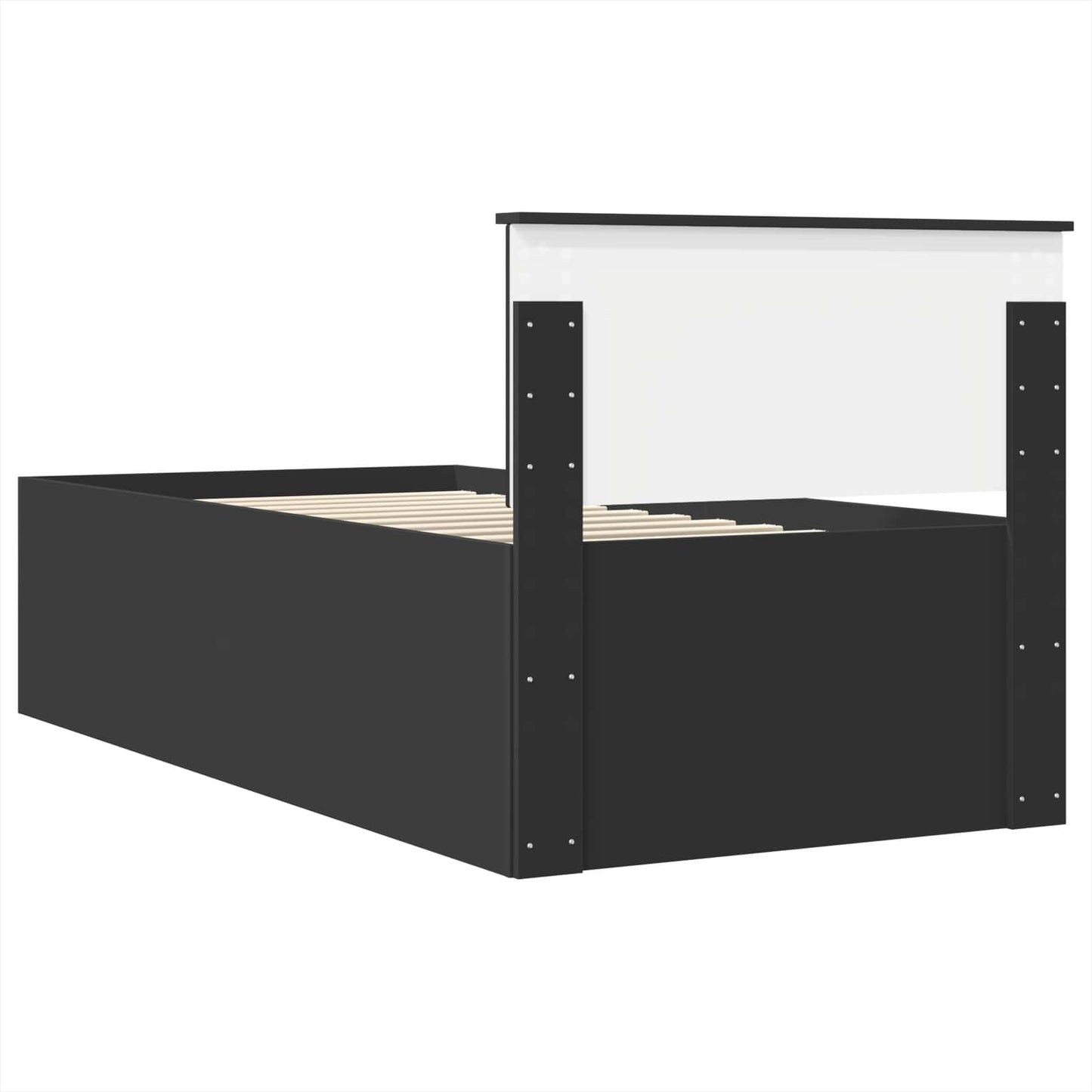 Sengestamme med hodegjerde Svart 90 x 190 cm Konstruert tre