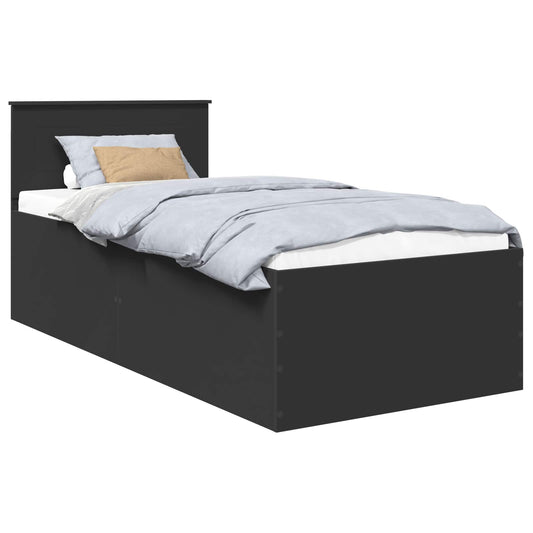 Sengestamme med hodegjerde Svart 90 x 200 cm Konstruert tre