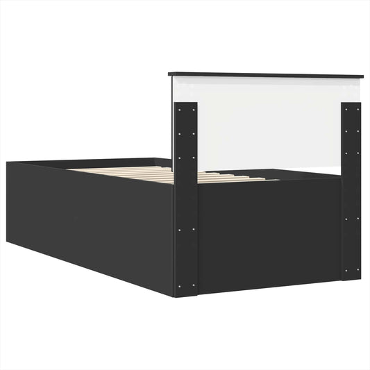 Sengestamme med hodegjerde Svart 90 x 200 cm Konstruert tre