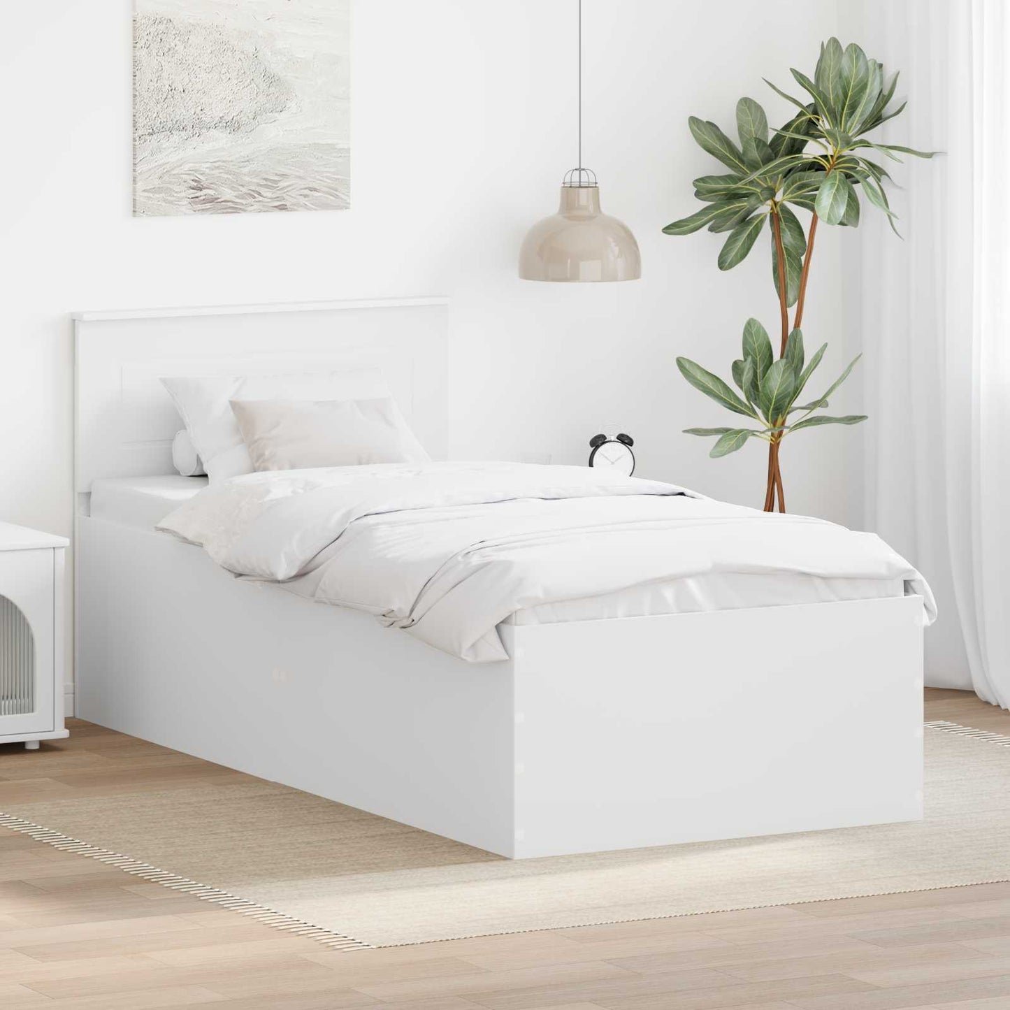 Sengestamme med hodegjerde Hvit 75 x 190 cm Konstruert tre