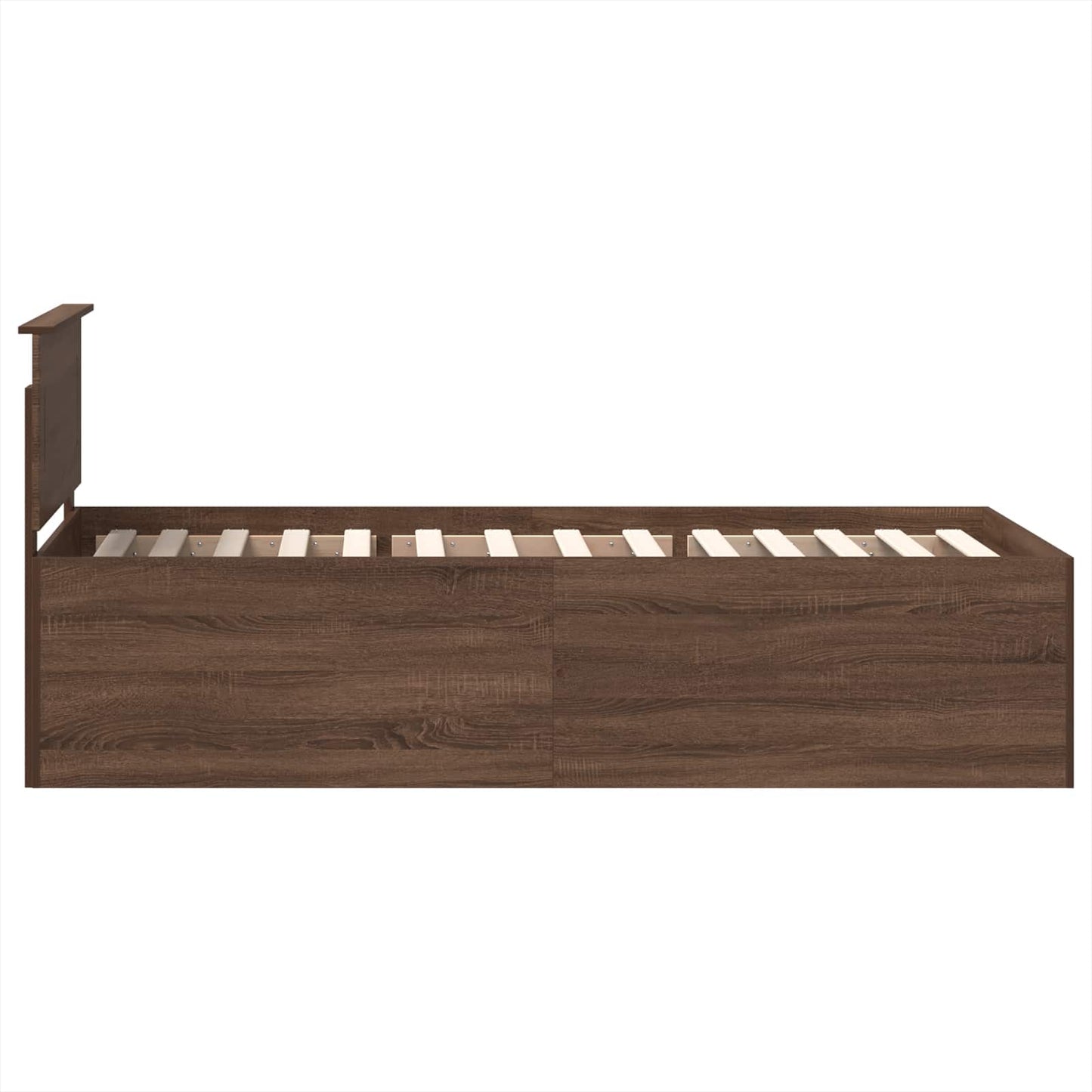 Sengestamme med hodegjerde Brun Eik 75 x 190 cm Konstruert tre