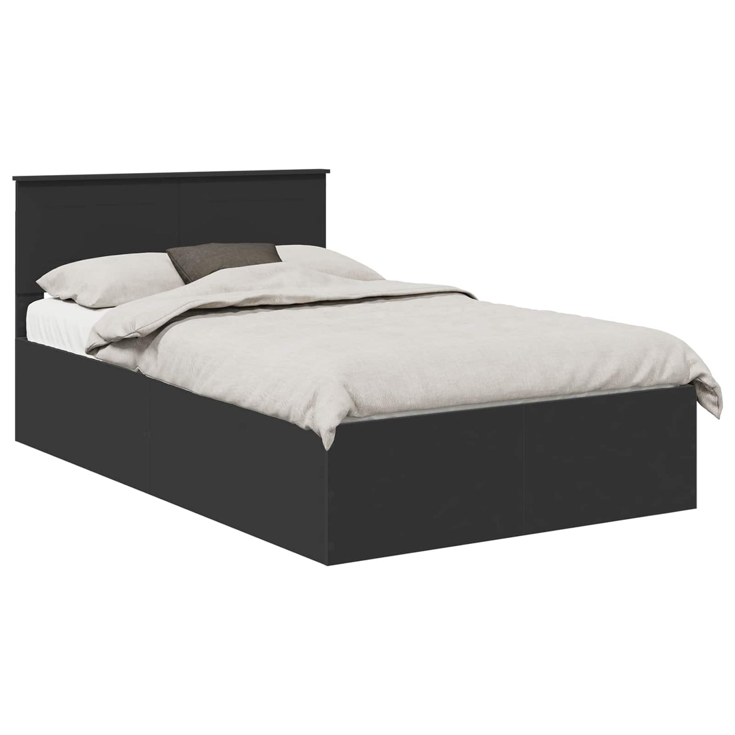 Sengestamme med hodegjerde Svart 135 x 190 cm Konstruert tre