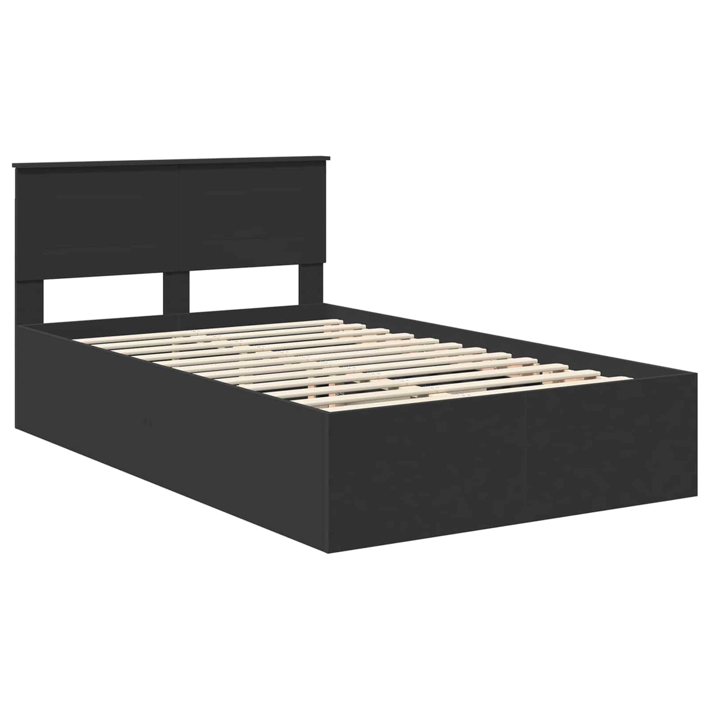 Sengestamme med hodegjerde Svart 135 x 190 cm Konstruert tre
