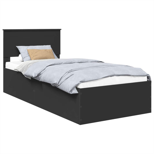 Sengestamme med hodegjerde Svart 90 x 190 cm Konstruert tre