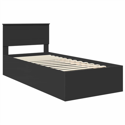 Sengestamme med hodegjerde Svart 90 x 190 cm Konstruert tre