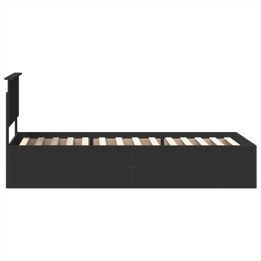 Sengestamme med hodegjerde Svart 90 x 190 cm Konstruert tre