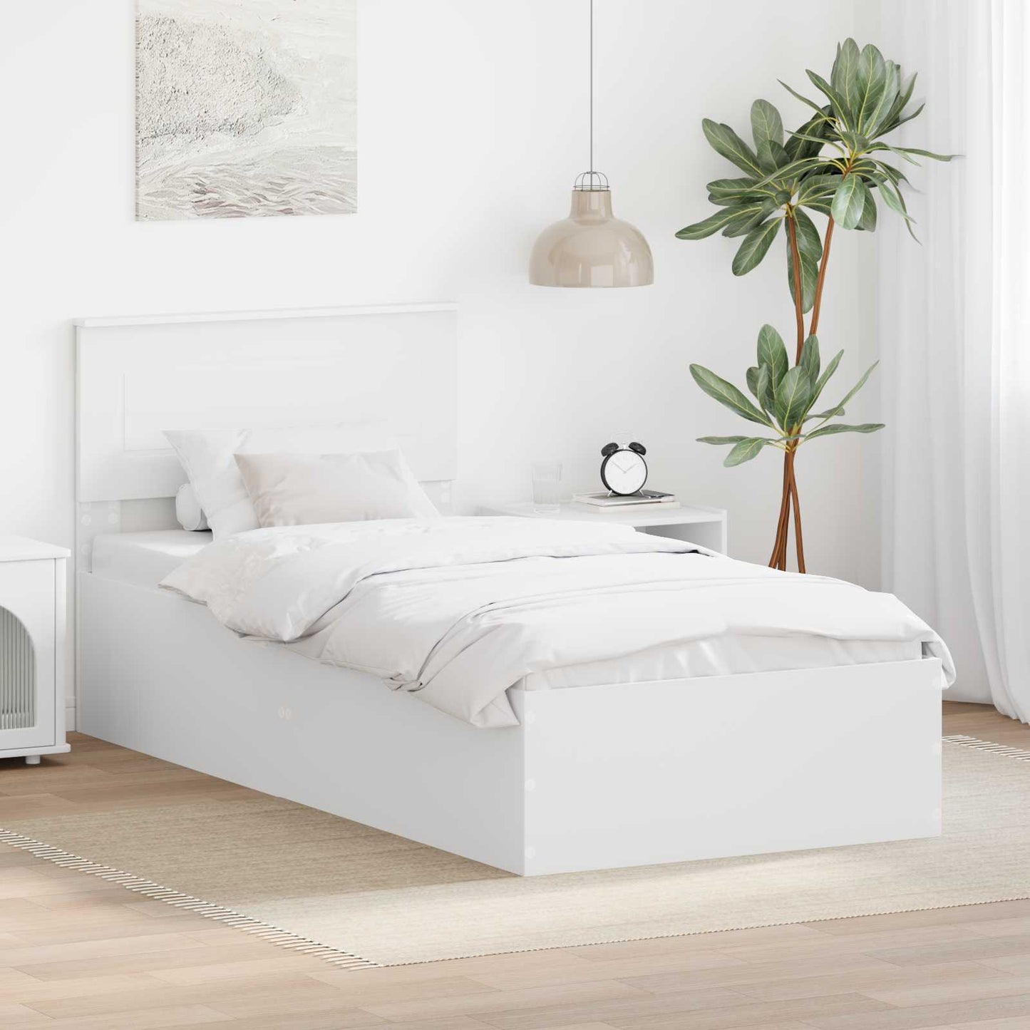 Sengestamme med hodegjerde Hvit 75 x 190 cm Konstruert tre