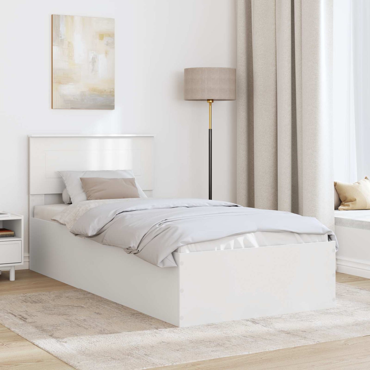 Sengestamme med hodegjerde Hvit 75 x 190 cm Konstruert tre