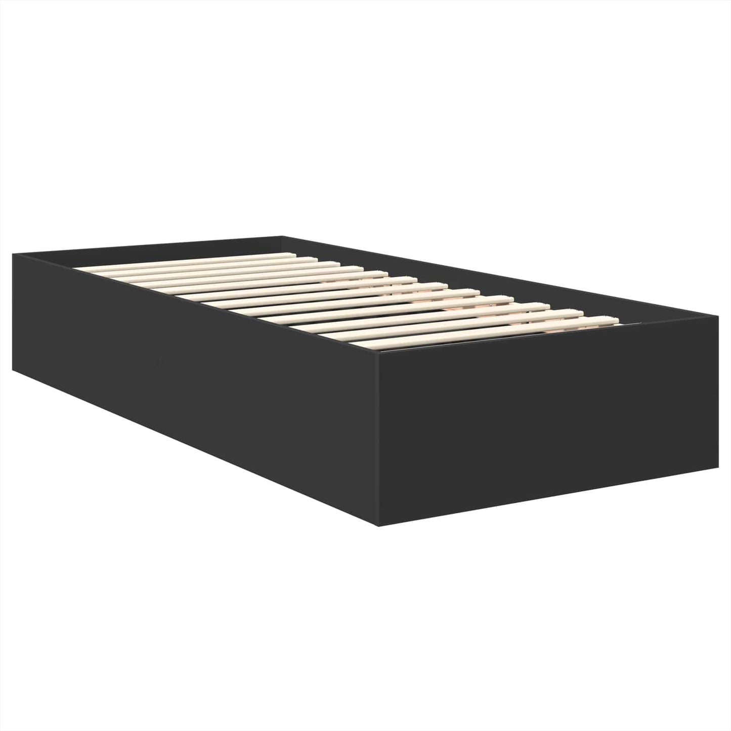 Sengestamme med hodegjerde Svart 75 x 190 cm Konstruert tre