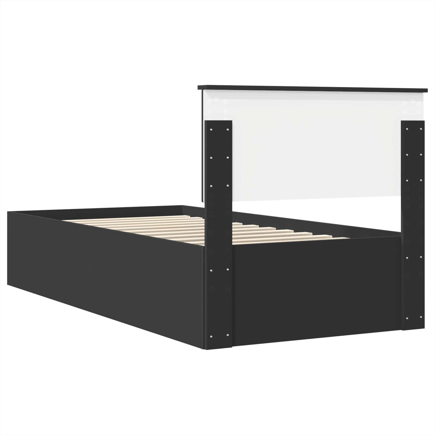 Sengestamme med hodegjerde Svart 75 x 190 cm Konstruert tre