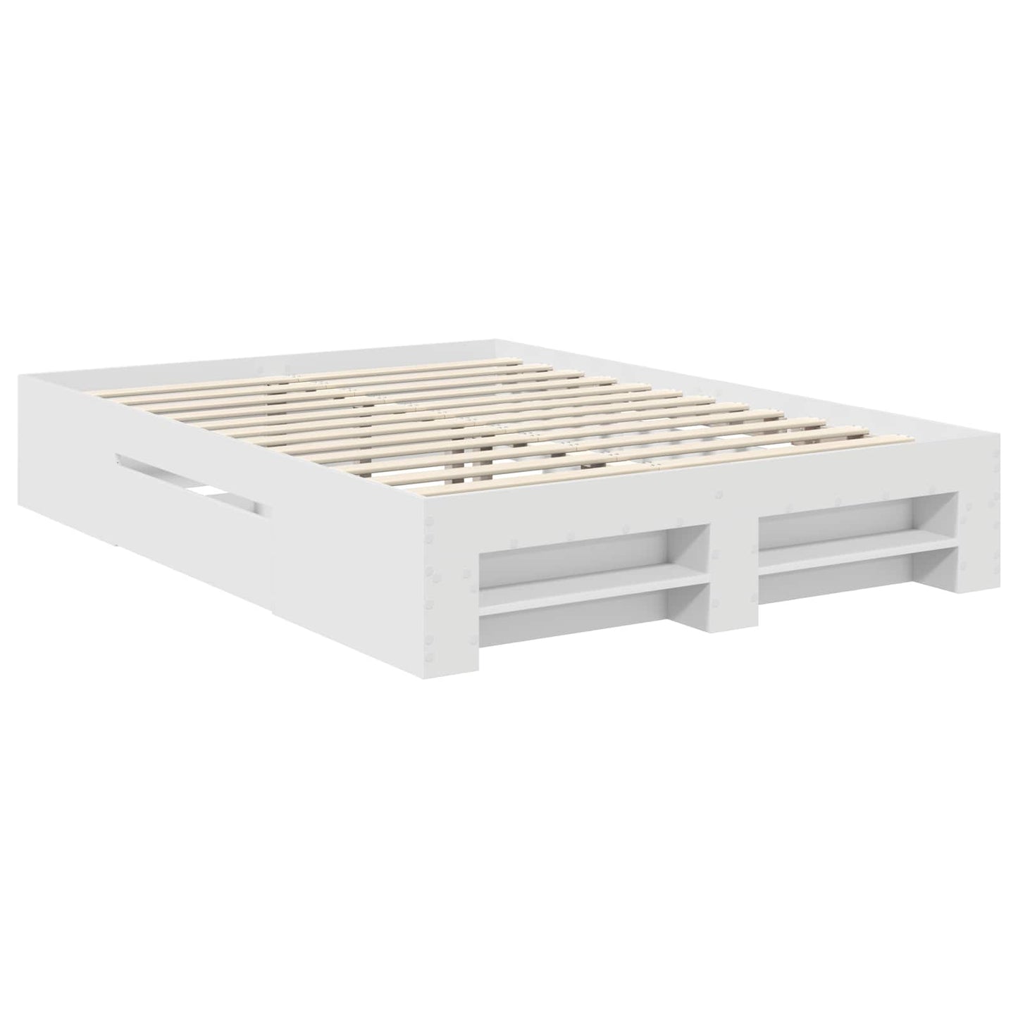 Sengestamme med hodegjerde Hvit 150 x 200 cm Konstruert tre