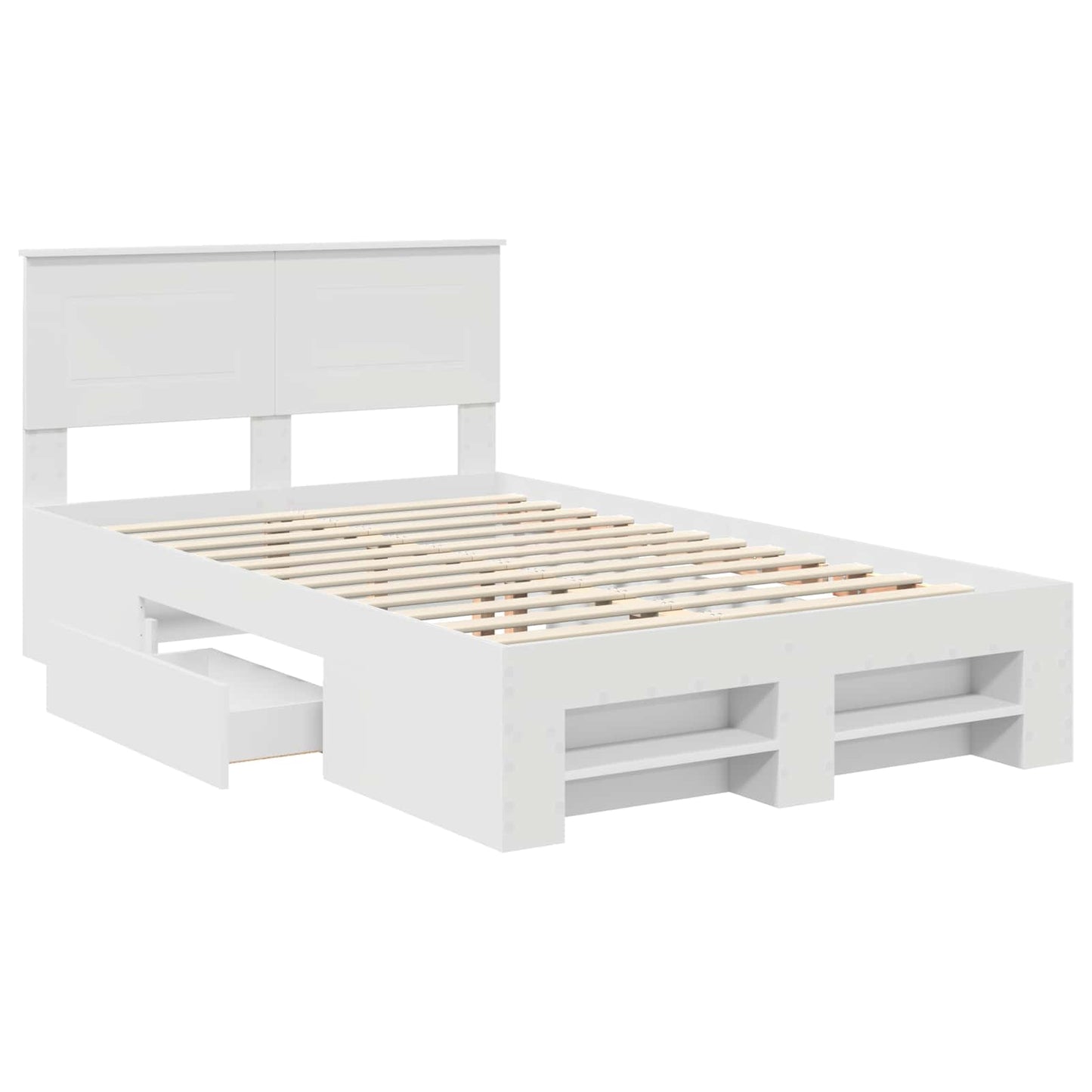 Sengestamme med hodegjerde Hvit 137 x 203 cm Konstruert tre