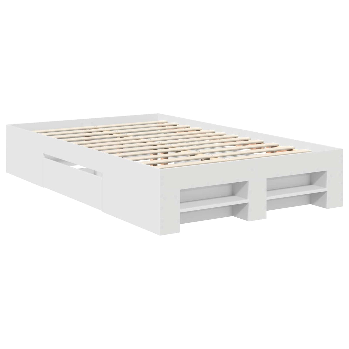 Sengestamme med hodegjerde Hvit 137 x 203 cm Konstruert tre