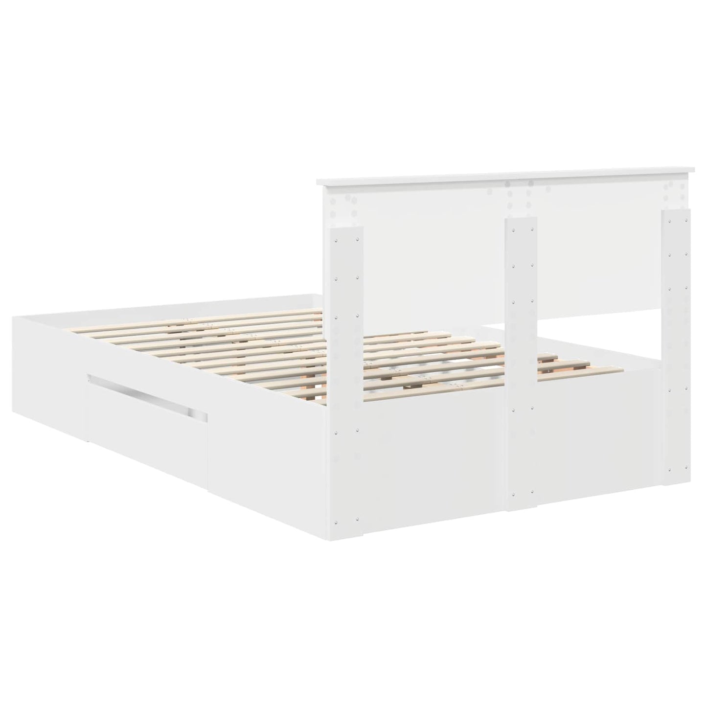 Sengestamme med hodegjerde Hvit 137 x 203 cm Konstruert tre