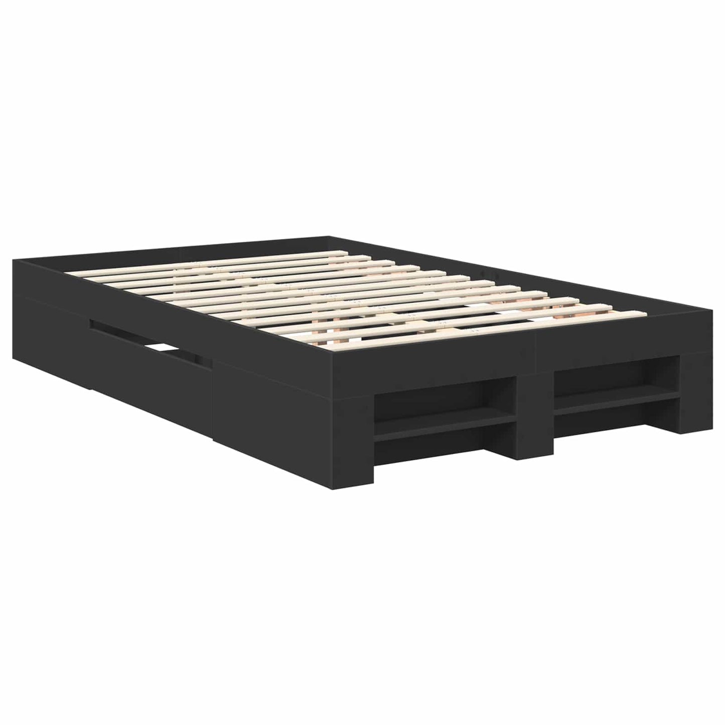 Sengestamme med hodegjerde Svart 137 x 203 cm Konstruert tre