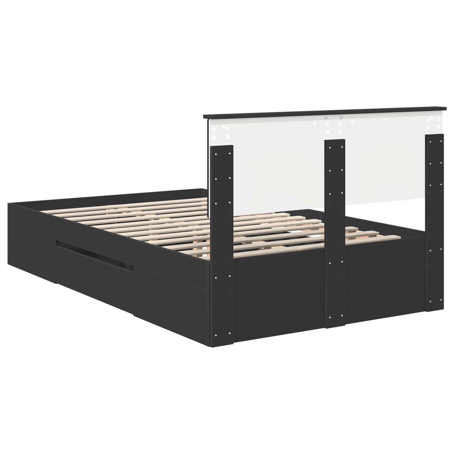 Sengestamme med hodegjerde Svart 120 x 200 cm Konstruert tre