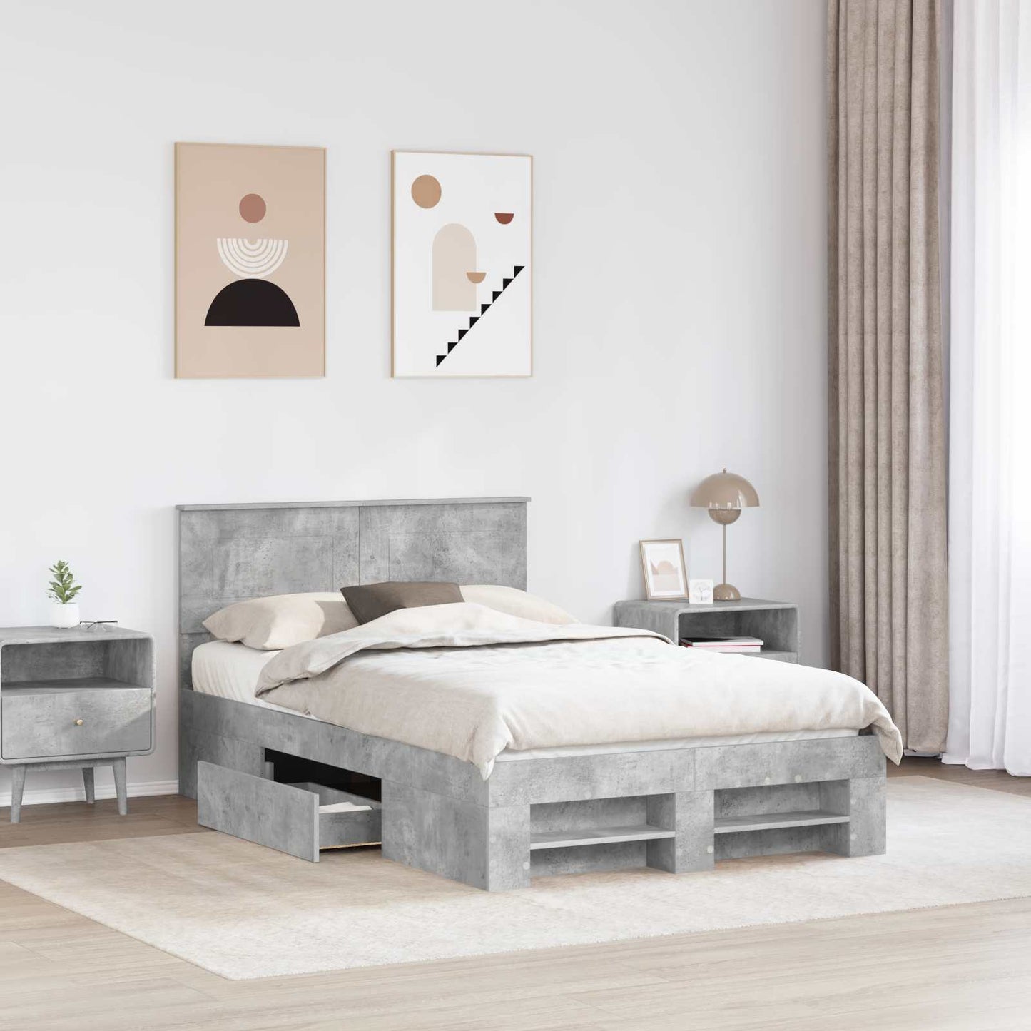Sengestamme Betonggrå 120 x 200 cm Konstruert tre