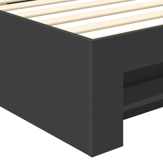 Sengestamme med hodegjerde Svart 90 x 200 cm Konstruert tre