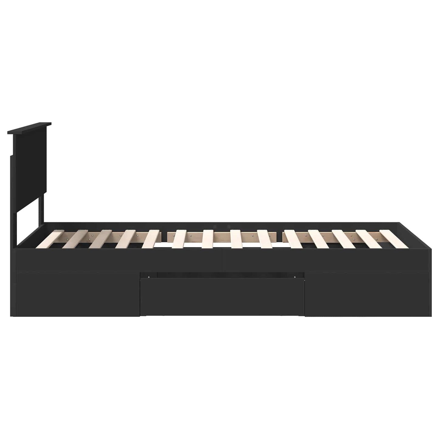 Sengestamme med hodegjerde Svart 90 x 200 cm Konstruert tre