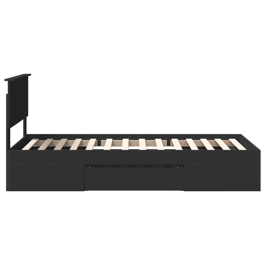 Sengestamme med hodegjerde Svart 90 x 200 cm Konstruert tre