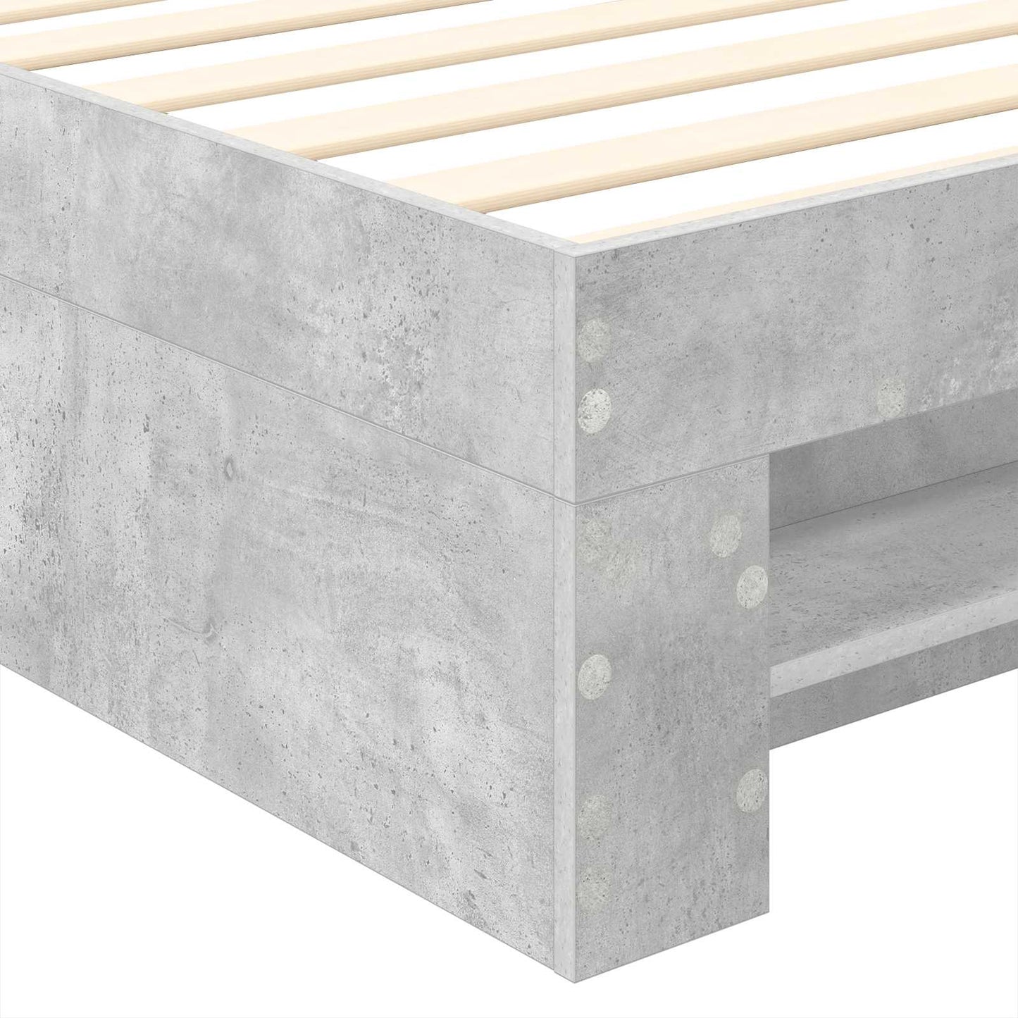 Sengestamme med hodegjerde Betonggrå 90 x 200 cm Konstruert tre