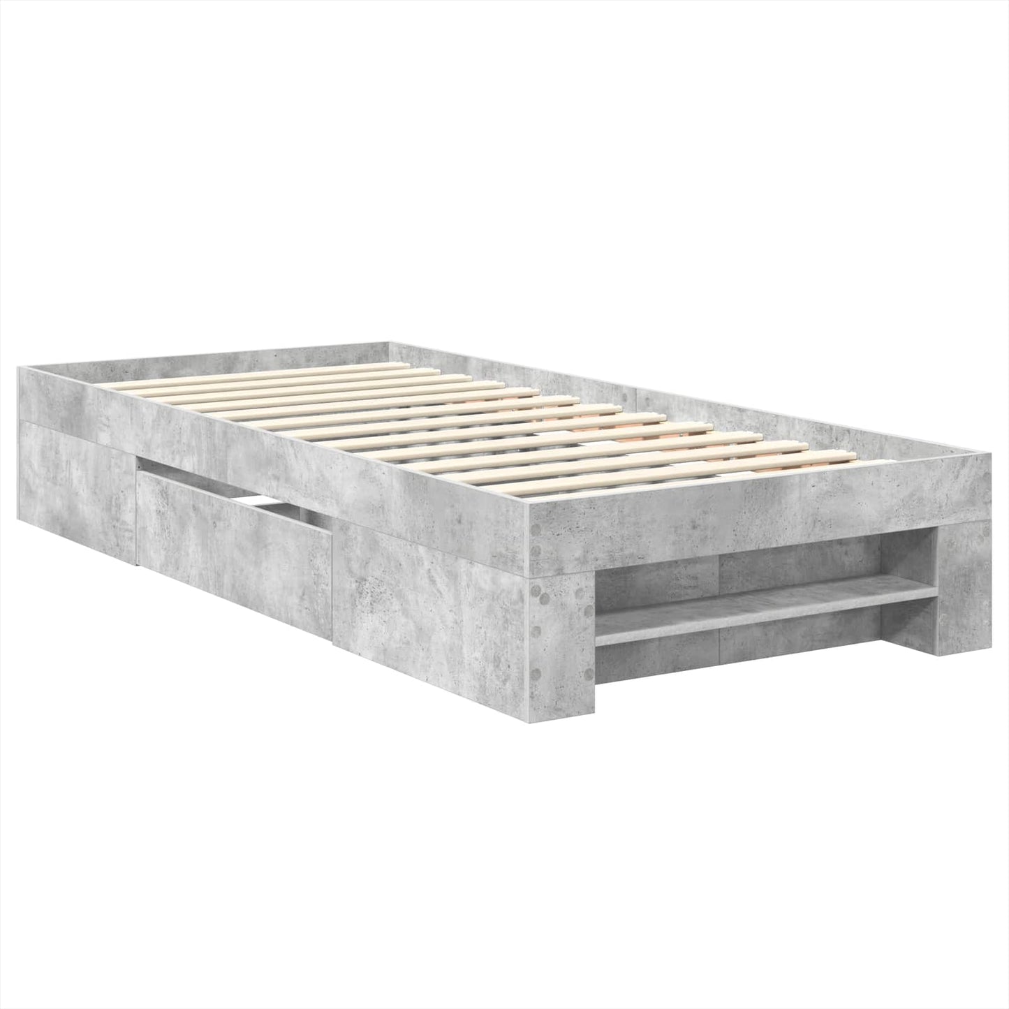 Sengestamme med hodegjerde Betonggrå 90 x 200 cm Konstruert tre