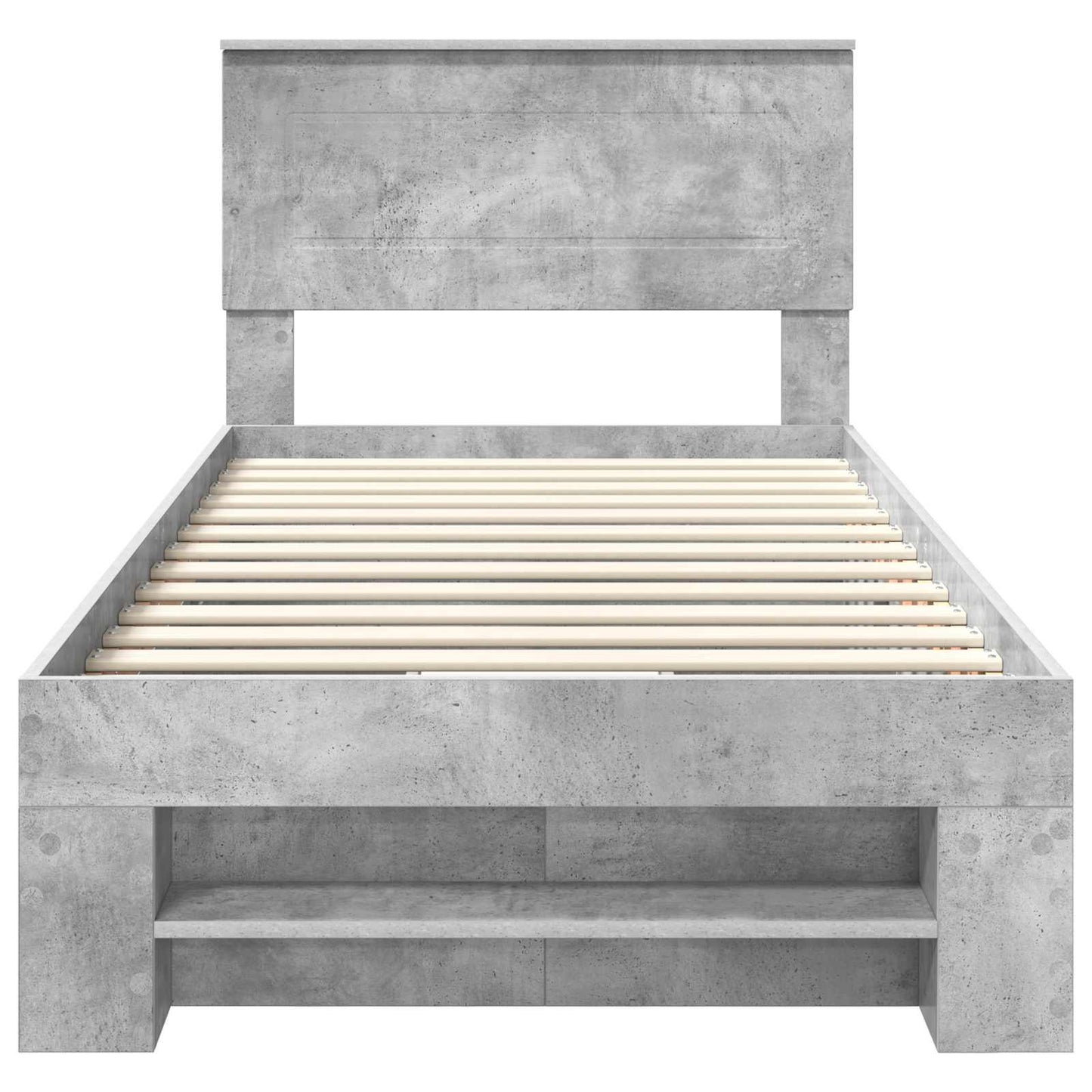 Sengestamme med hodegjerde Betonggrå 90 x 200 cm Konstruert tre