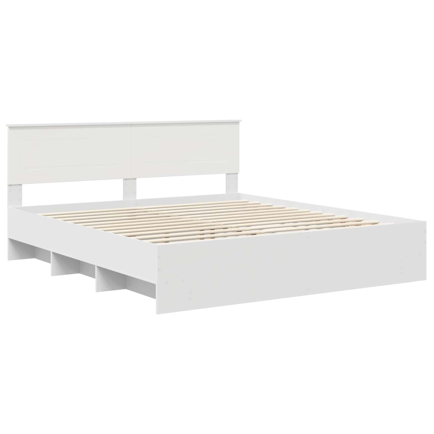 Sengestamme med hodegjerde Hvit 200 x 200 cm Konstruert tre