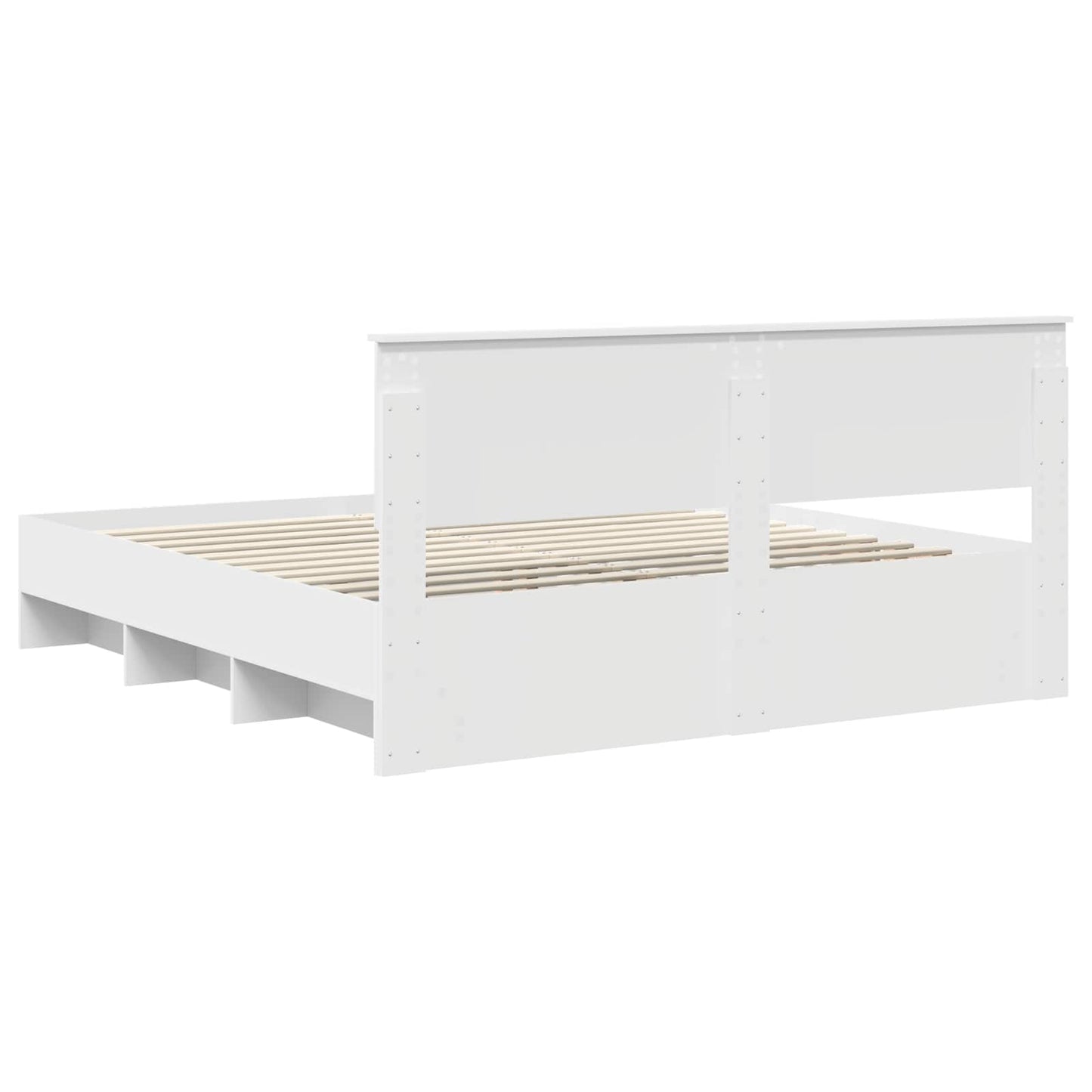 Sengestamme med hodegjerde Hvit 200 x 200 cm Konstruert tre
