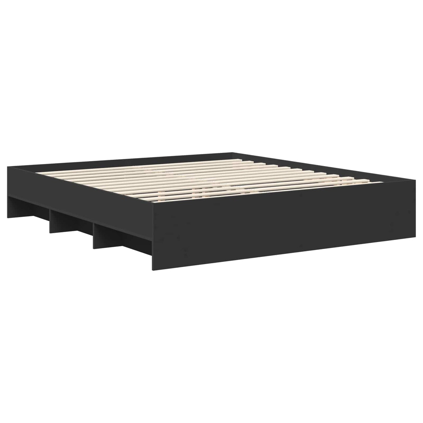 Sengestamme med hodegjerde Svart 200 x 200 cm Konstruert tre