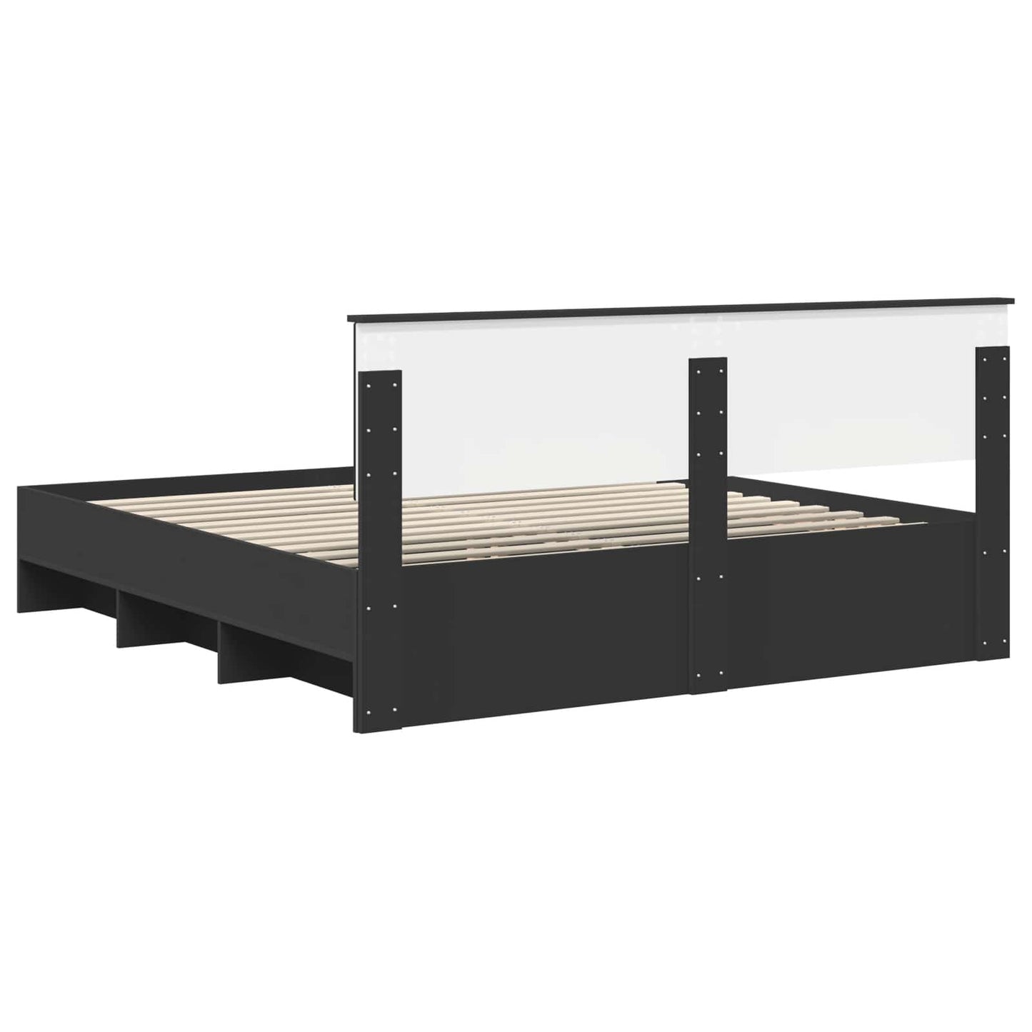 Sengestamme med hodegjerde Svart 200 x 200 cm Konstruert tre